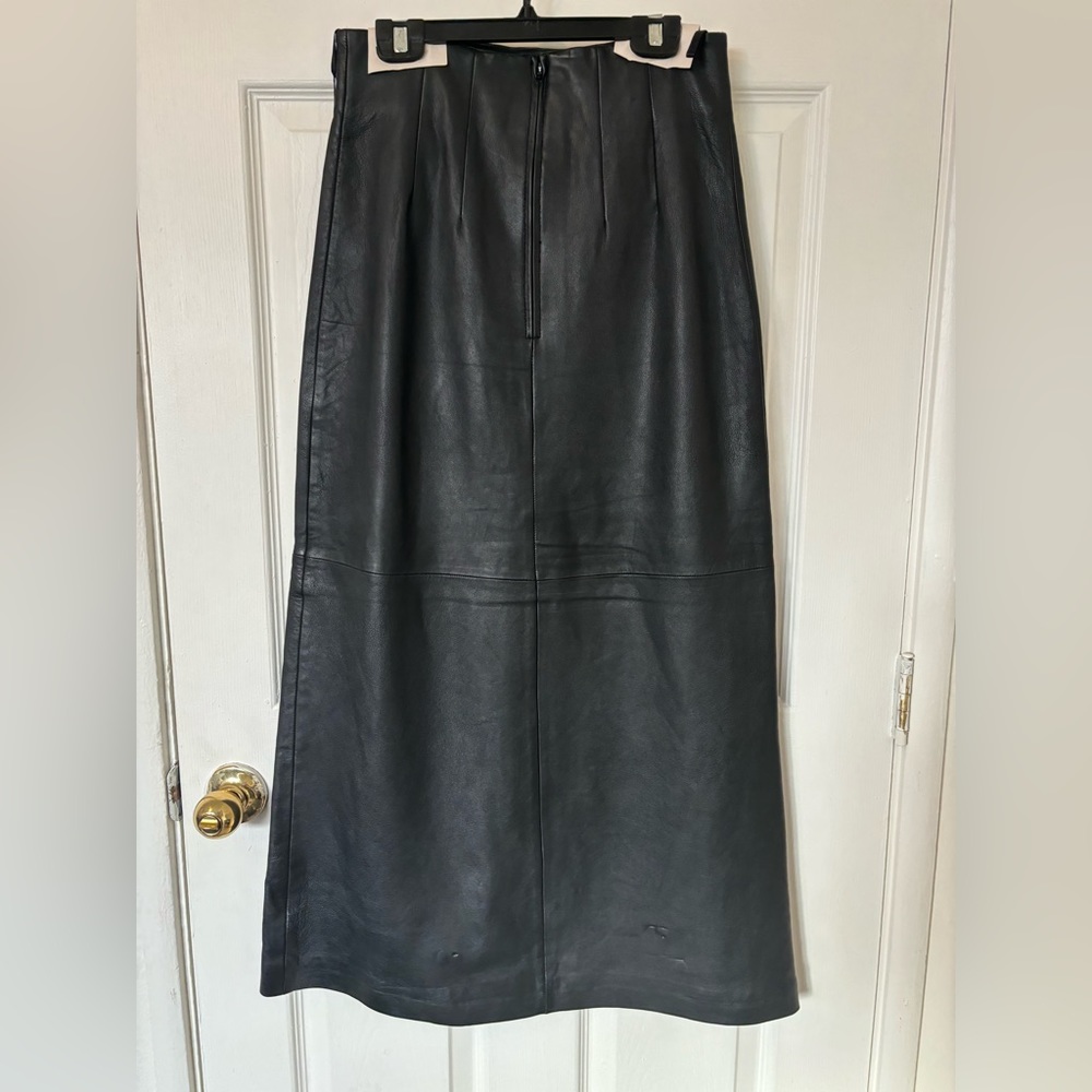 Bagetelle leather midi skirt